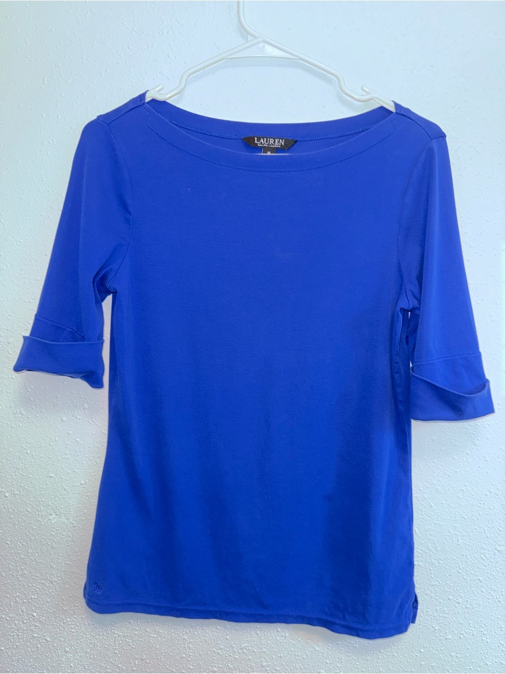 Lauren Ralph Lauren Cobalt Boatneck Elbow-Sleeve Top